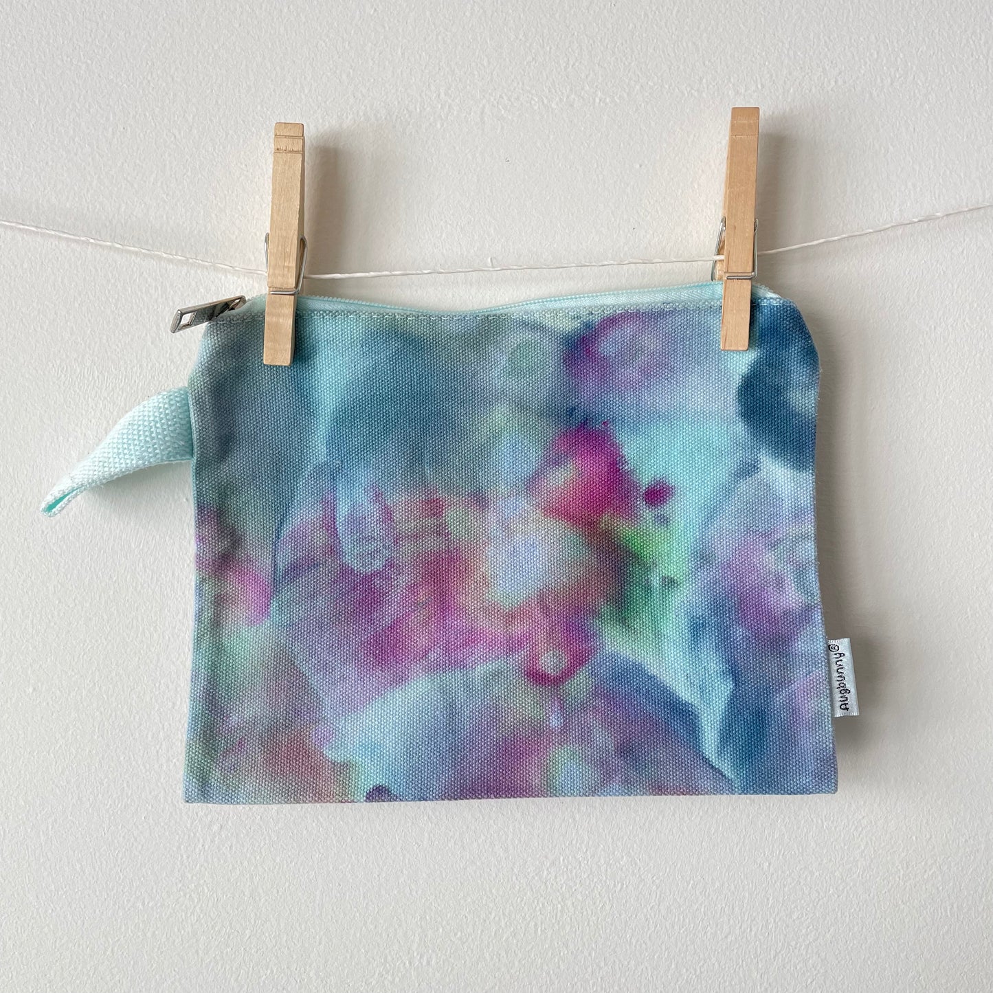 Ice-Dyed Zippy Canvas Accessory Bag- Small