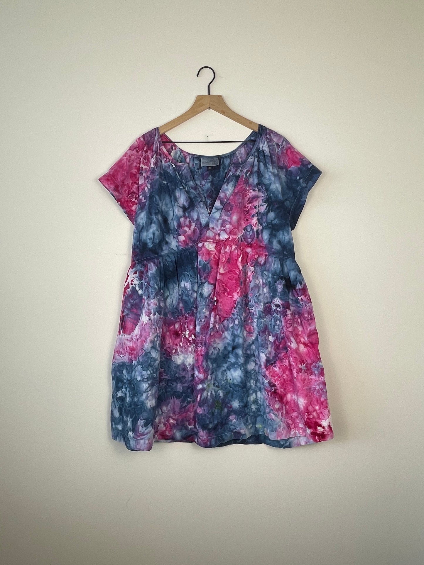 Ice-Dyed Linen Tunic Dress Women’s Pink & Blue