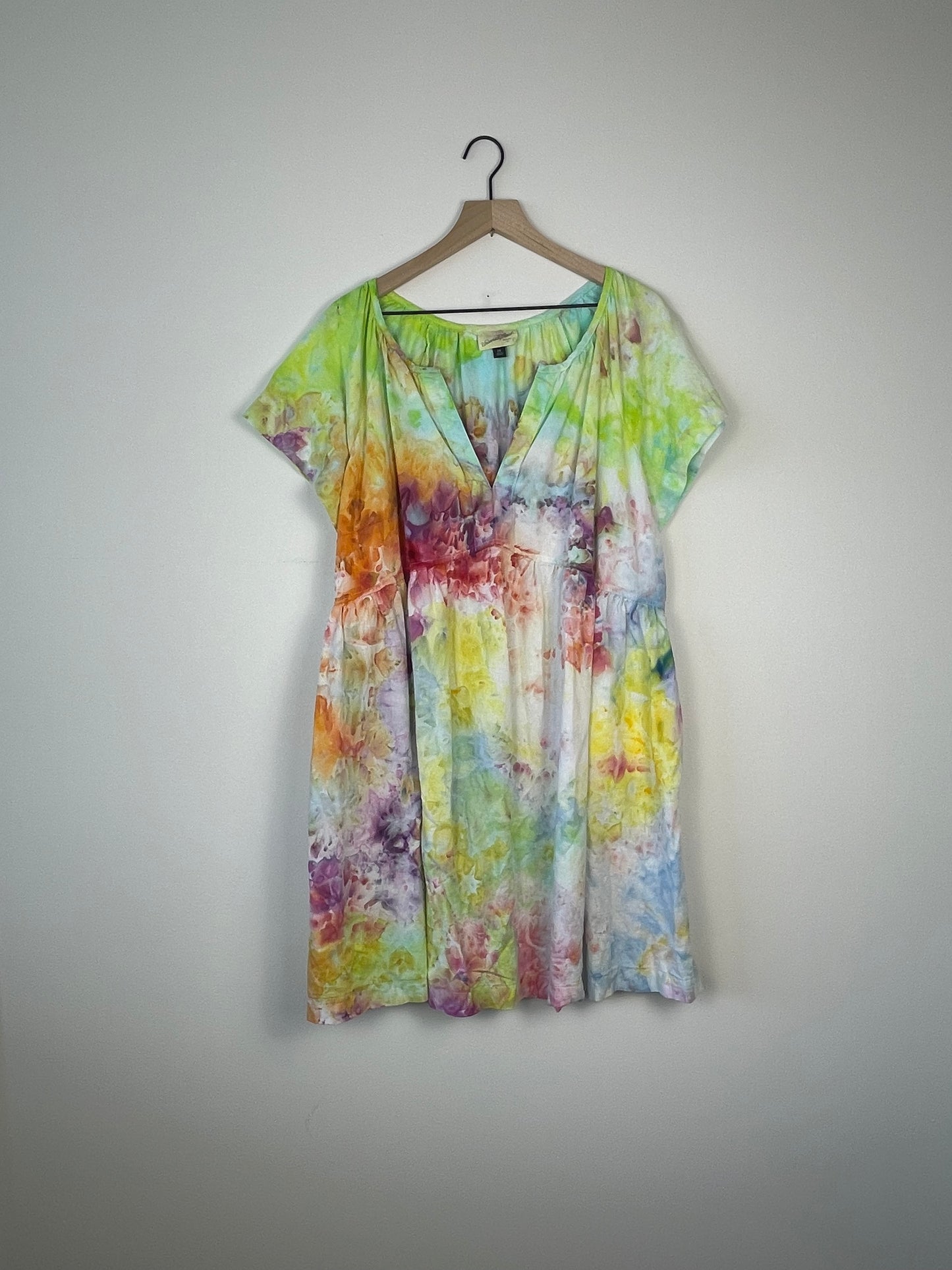 Ice-Dyed Linen Tunic Dress Women’s Rainbow Pop