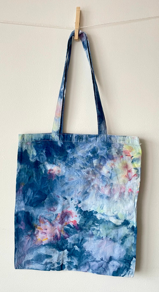 Ice-Dyed Cotton Book Bag Flat Tote