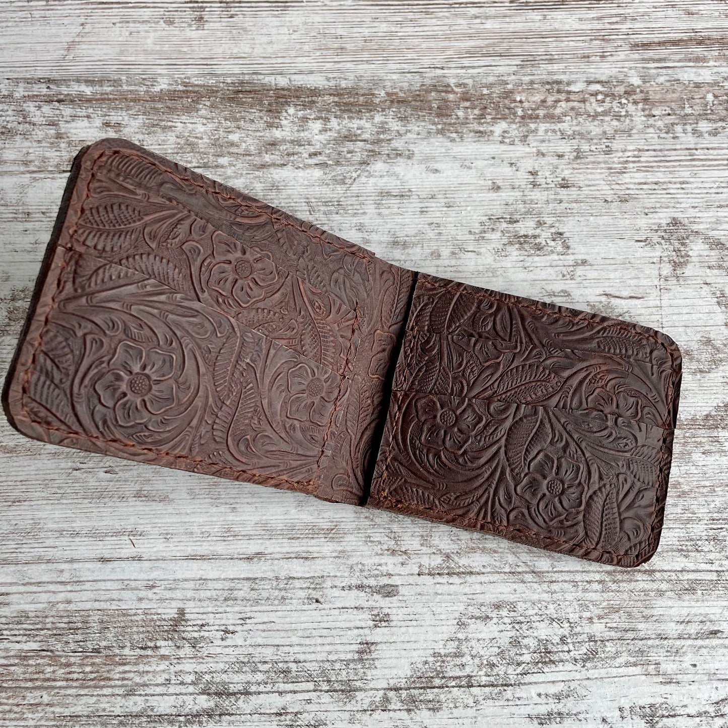 Leather Bi-fold Wallet Hand Stitched