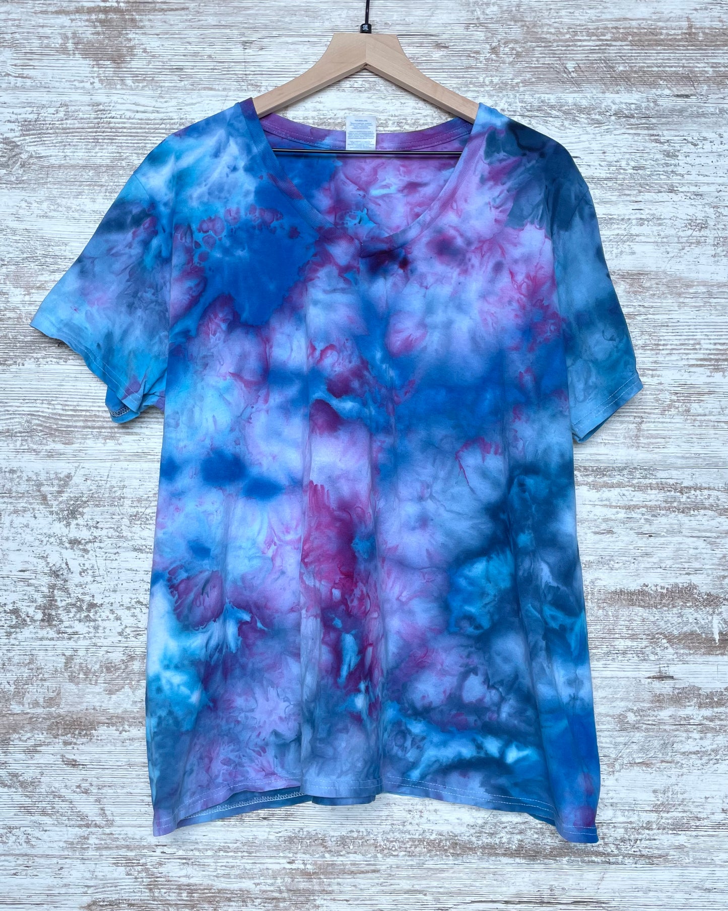 Jellyfish Blue Ice-Dyed Women's V-Neck T-shirt