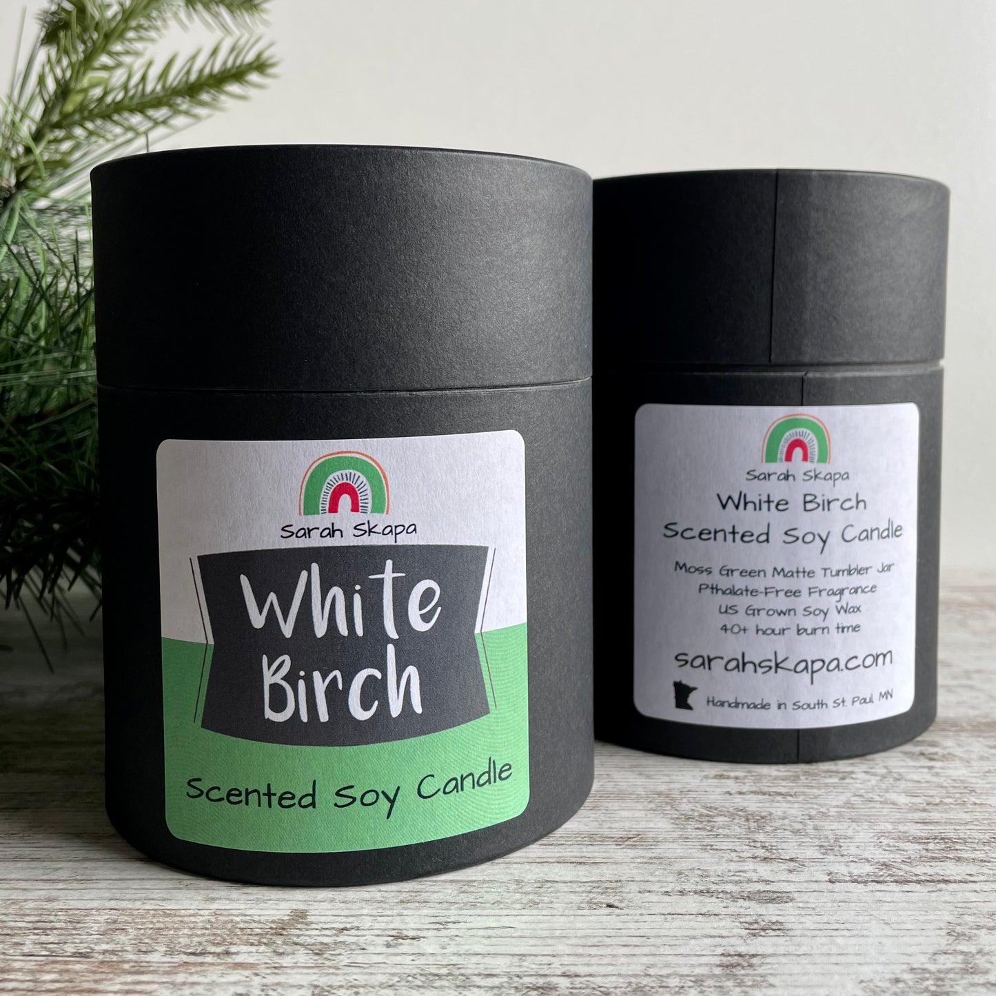 White Birch Matte Green Tumbler Jar Soy Candle