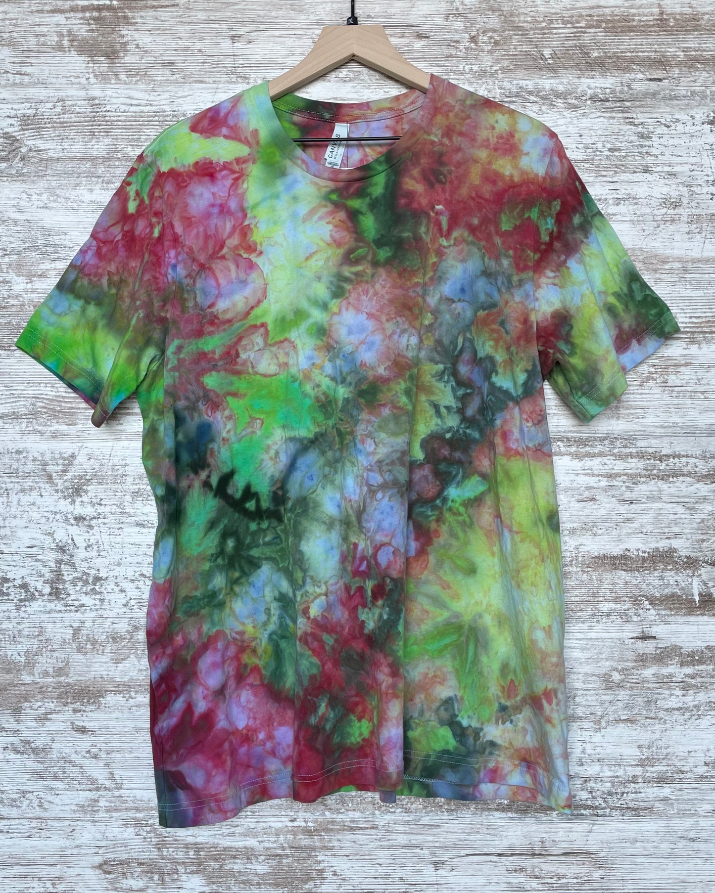 Unisex Adult Ice-Dyed T-shirt Red & Green