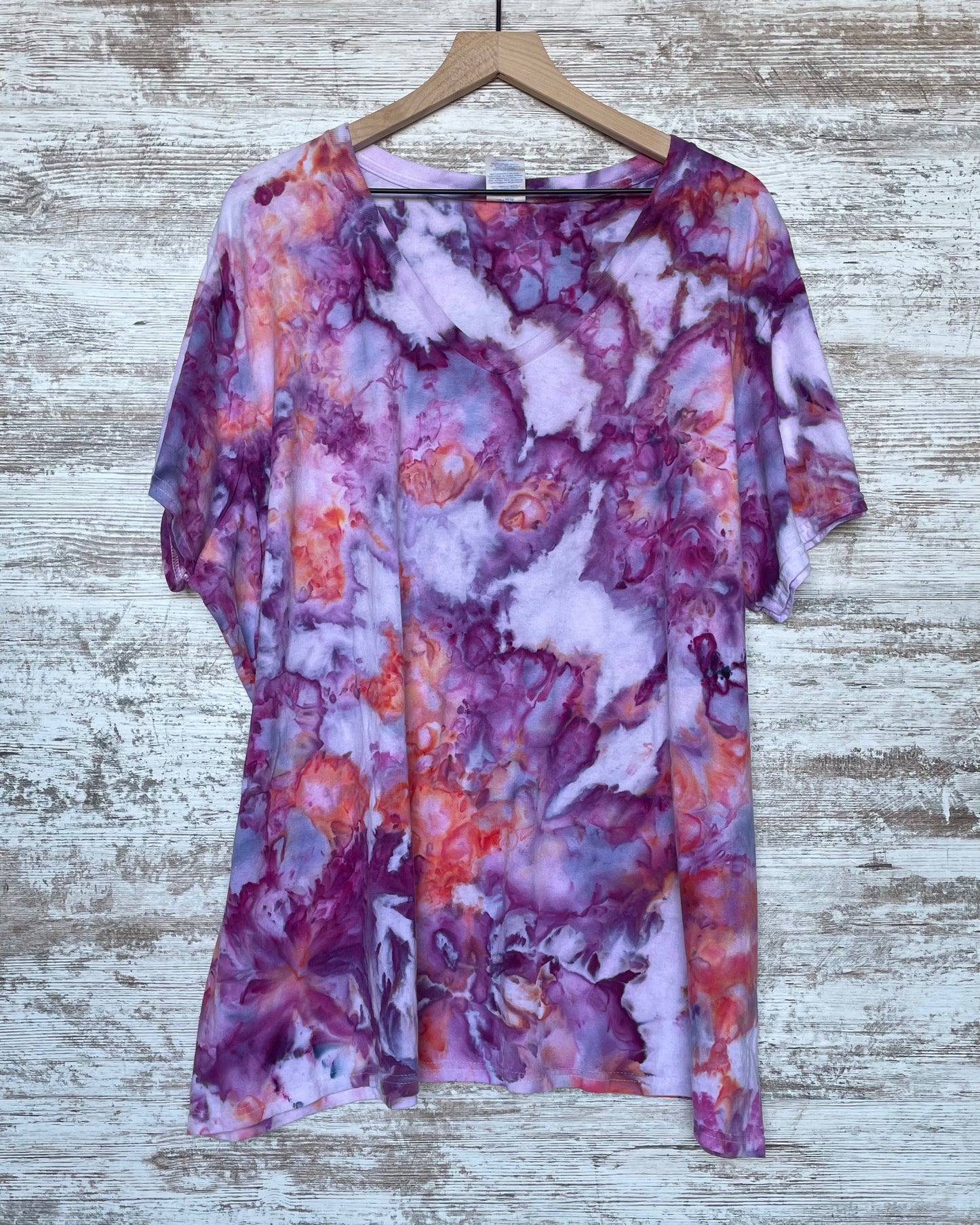Coral & Plum Ice-Dyed Women's V-Neck T-shirt