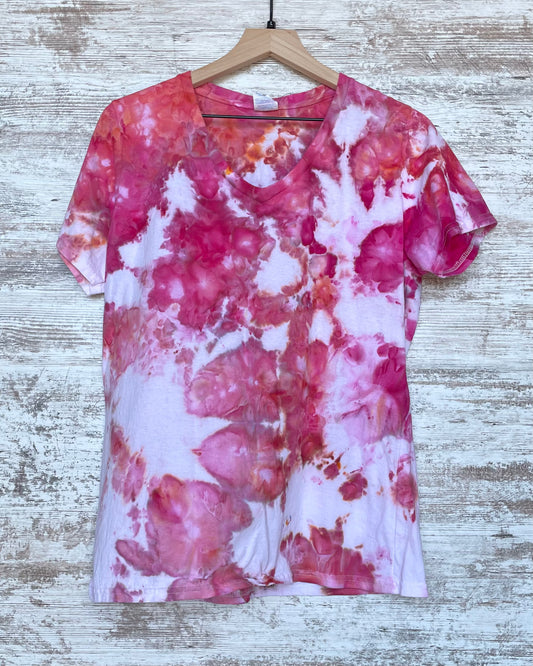 Blossom Pink Ice-Dyed Women's V-Neck T-shirt